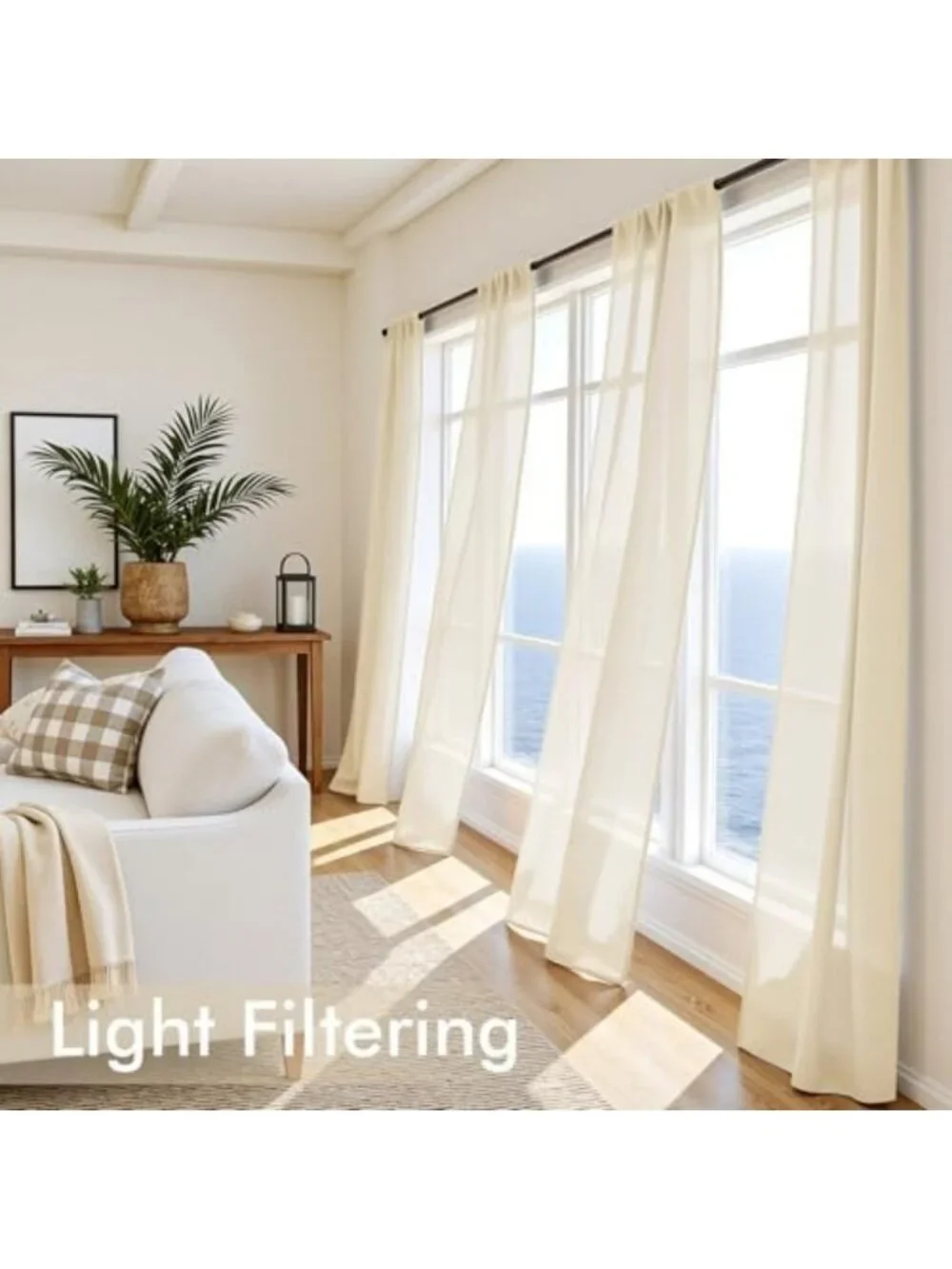 Elegant Butter Cream Sheer Curtains, 84